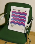 A print with the bisexual pride flag in soft waves, with the text 'BISEXUAL PRIDE'.