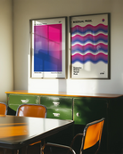 A print with a gradient bisexual flag, abstract and minimalistic design.