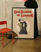 A print with two dancing ladies, with the text 'Ces Dames De Lesbos', inspired from the greek Sappho island.