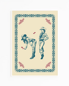 A print with a lesbian cowgirl couple flirting.
