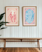 A poster with two lesbian ladies flirting, in the late 60's.