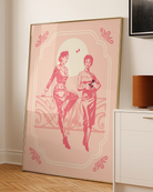 A poster with two lesbian ladies flirting, in the late 60's.