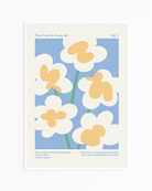 A print with retro flowers and a queer poem.