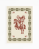 A poster with an illustrated lesbian cowgirls-couple riding a horse.