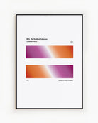 A print with two, rectangular, gradient blocks coloured with the lesbian pride flag colours, along the texts 'The Gradient Collection - Lesbian Pride'.