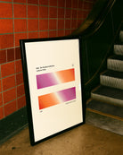 A print with two, rectangular, gradient blocks coloured with the lesbian pride flag colours, along the texts 'The Gradient Collection - Lesbian Pride'.