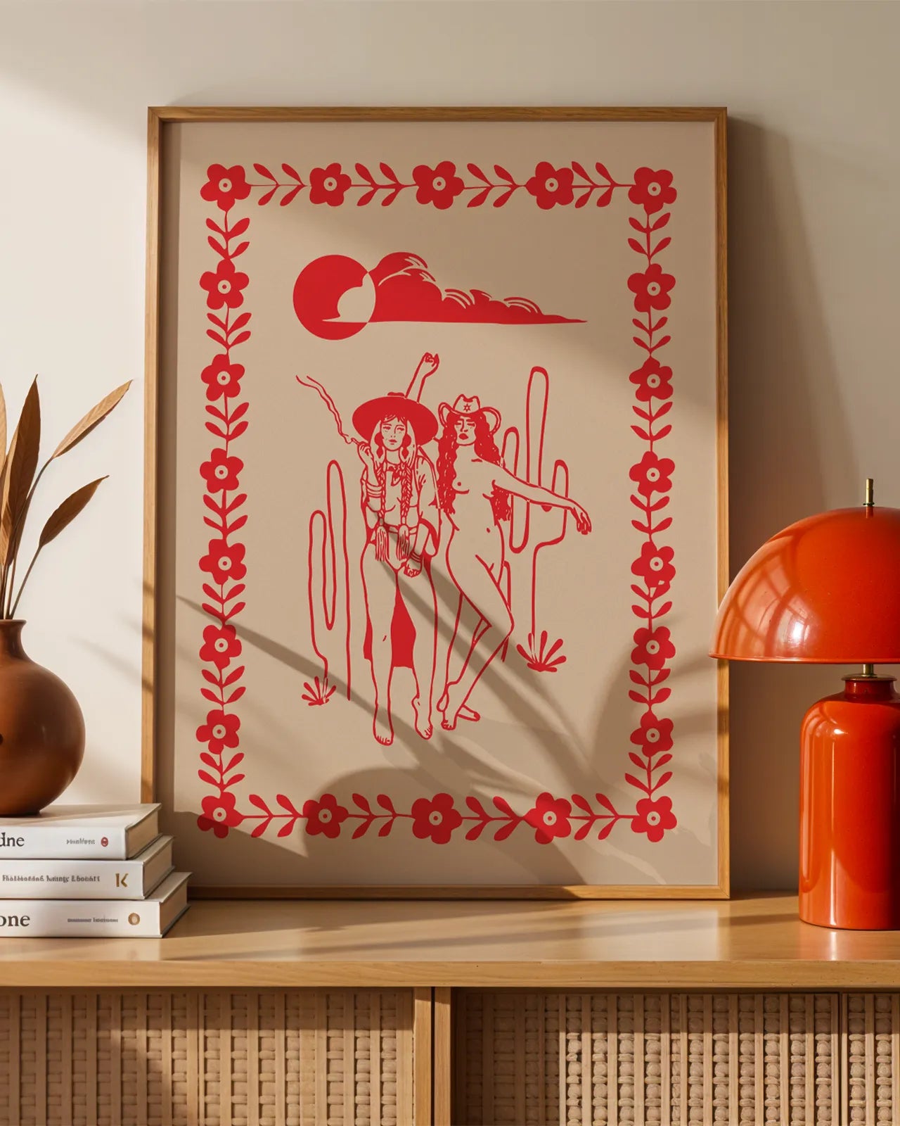 A print with two lesbian cowgirls.