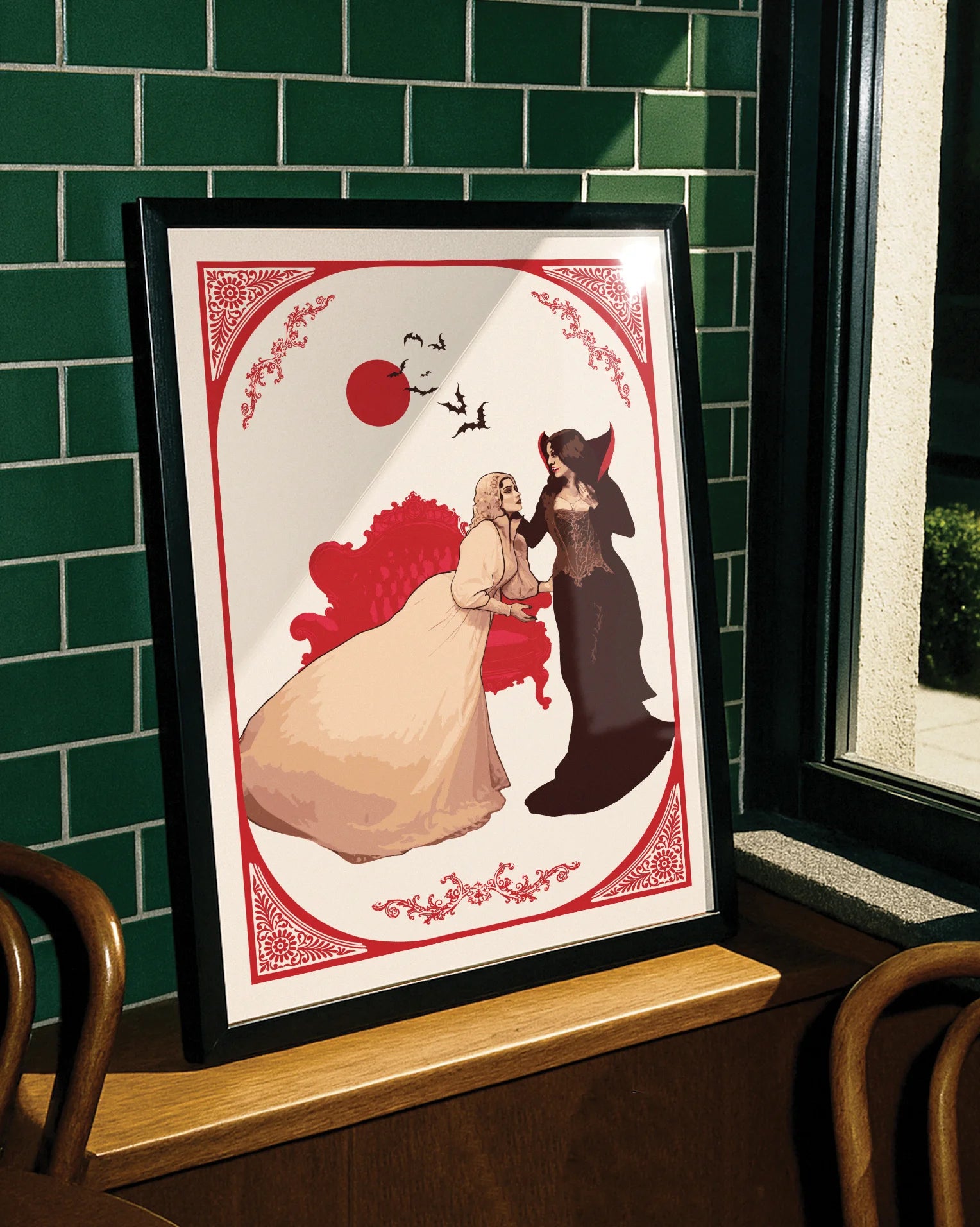 A poster with a lesbian vampire couple.