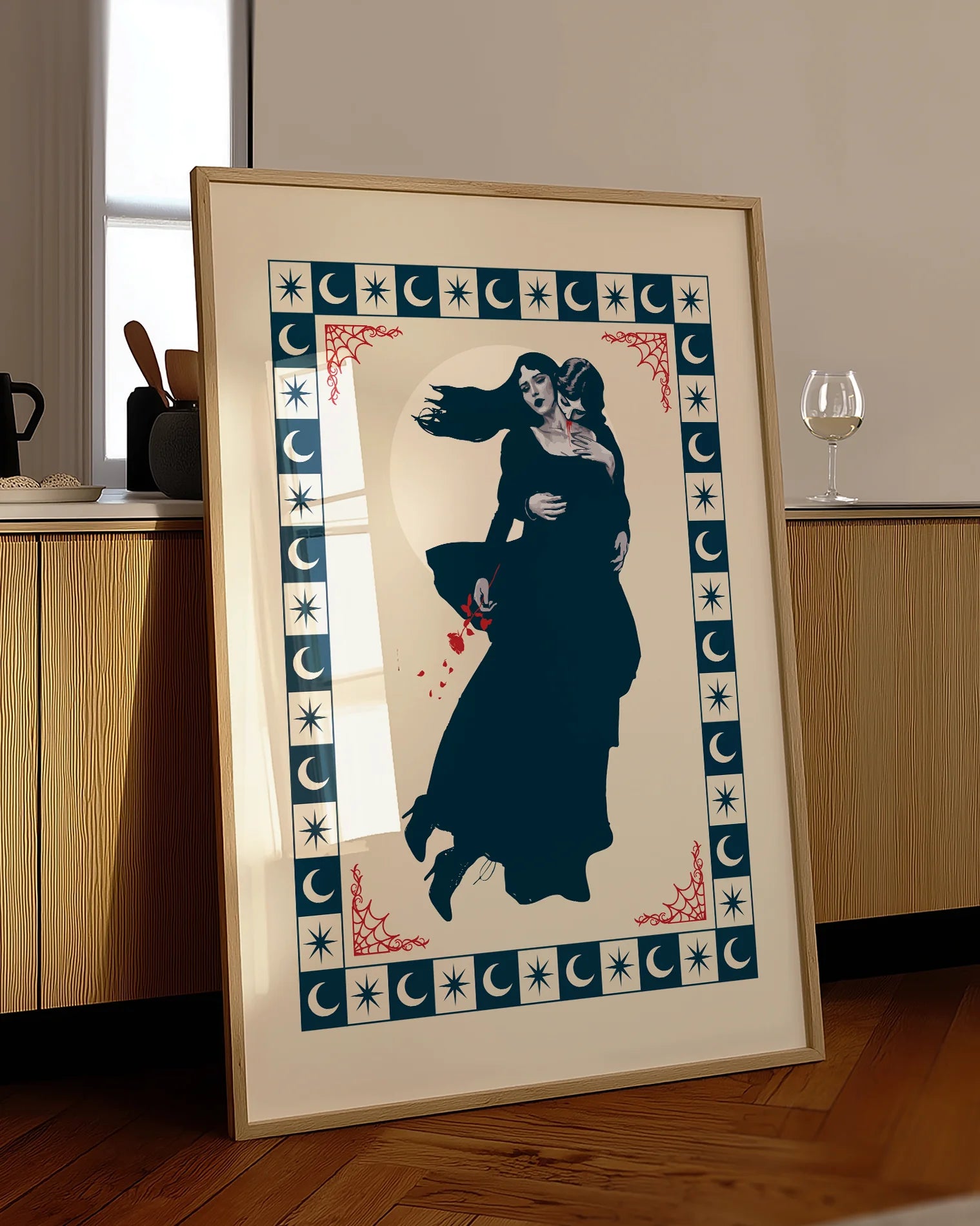 A poster with a lesbian vampire couple.