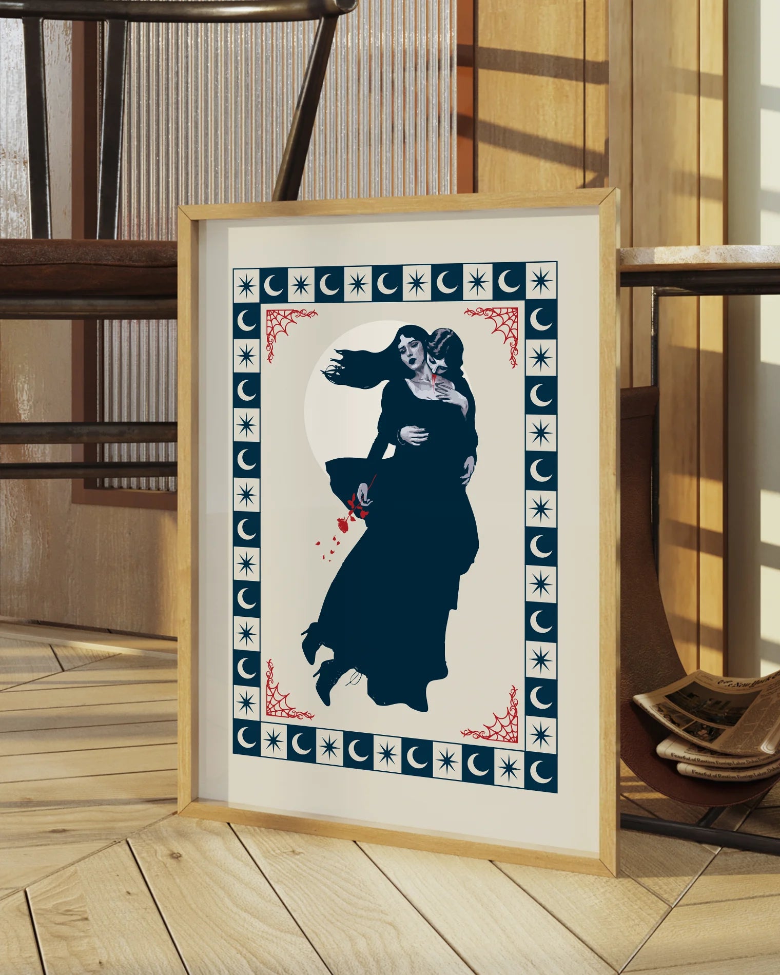 A poster with a lesbian vampire couple.