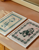 A poster with two indigenous indian cowboys in love, in each others lap. Romantic and vintage poster.