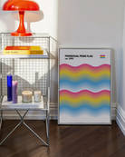 A print with the pansexual pride flag in a wavy, abstract form together with the text 'Pansexual Pride Flag est. 2010.'