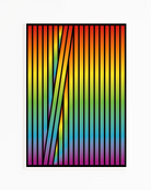 A framed poster with an abstract,  flowy prideflag.