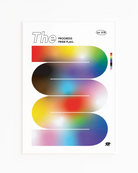A design-poster with the progress pride flag in a soft, wavy form.