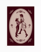 A print with two illustrated lesbian cowgirls in a loving, playful pose.