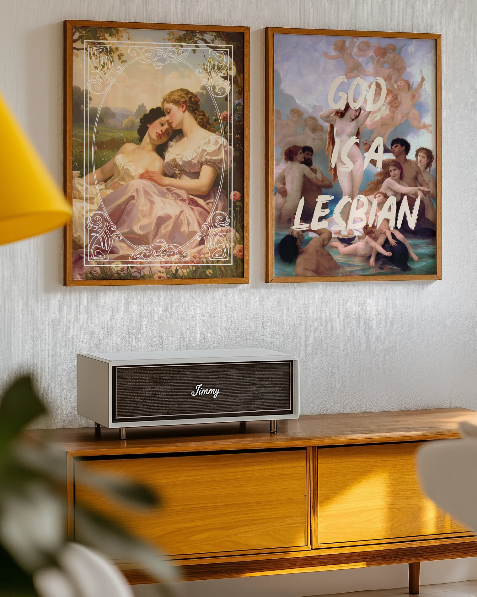 The poster features two sapphic ladies in an oil painting style, set in the Victorian era, surrounded by a detailed white frame.
