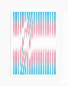 A framed poster with an abstract transflag formed in stripes.