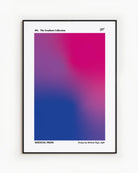 A print with a gradient bisexual flag, abstract and minimalistic design.