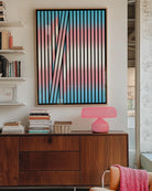 A framed poster with an abstract transflag formed in stripes.