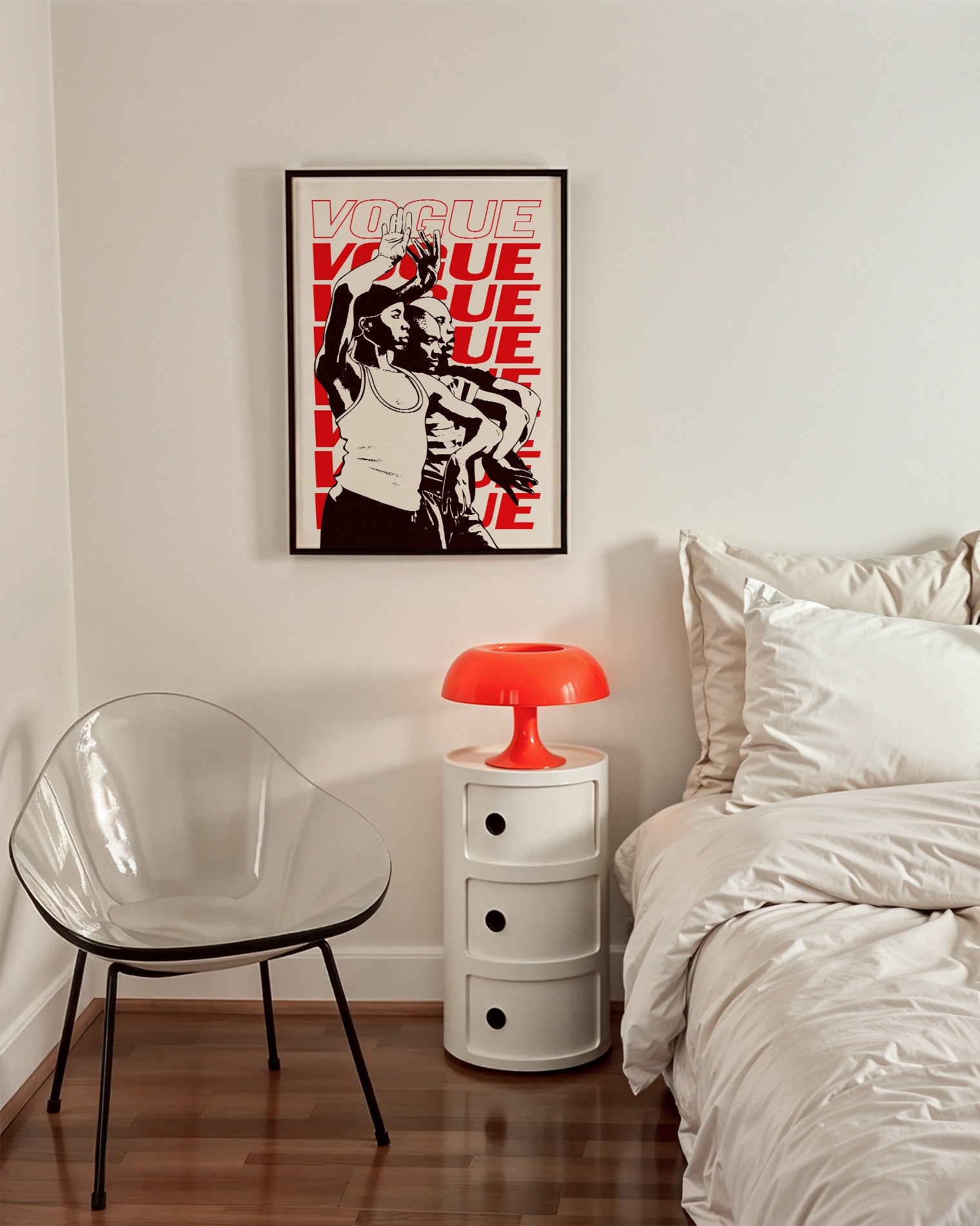 A poster with three black queer men posing in an iconic Vogue-dance pose.