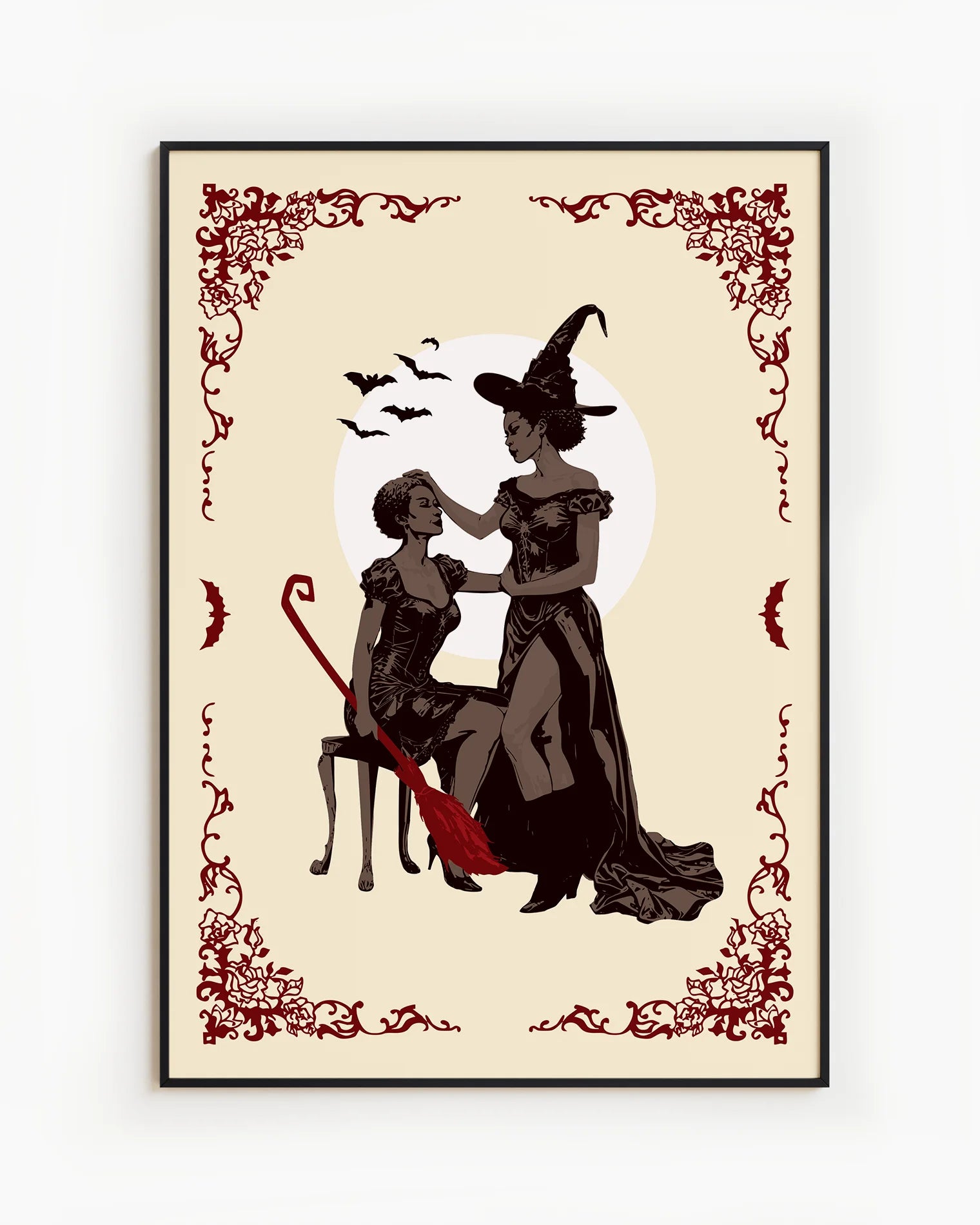 A poster with a lesbian witch couple.