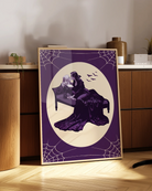 A poster with a lesbian vampire couple kissing in a bed.