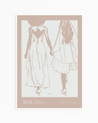 A print with an illustrated couple holding hands, with additional text about WLW - women who love women.