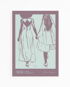 A print with an illustrated couple holding hands, with additional text about WLW - women who love women.