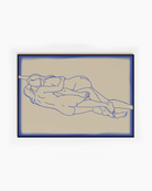 The poster shows two naked women in line art, lying down horizontally, holding each other.