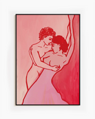 An abstract poster with two lesbian girls in a romantic pose.