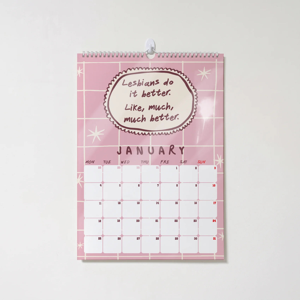A lesbian emotional support calendar 2027.