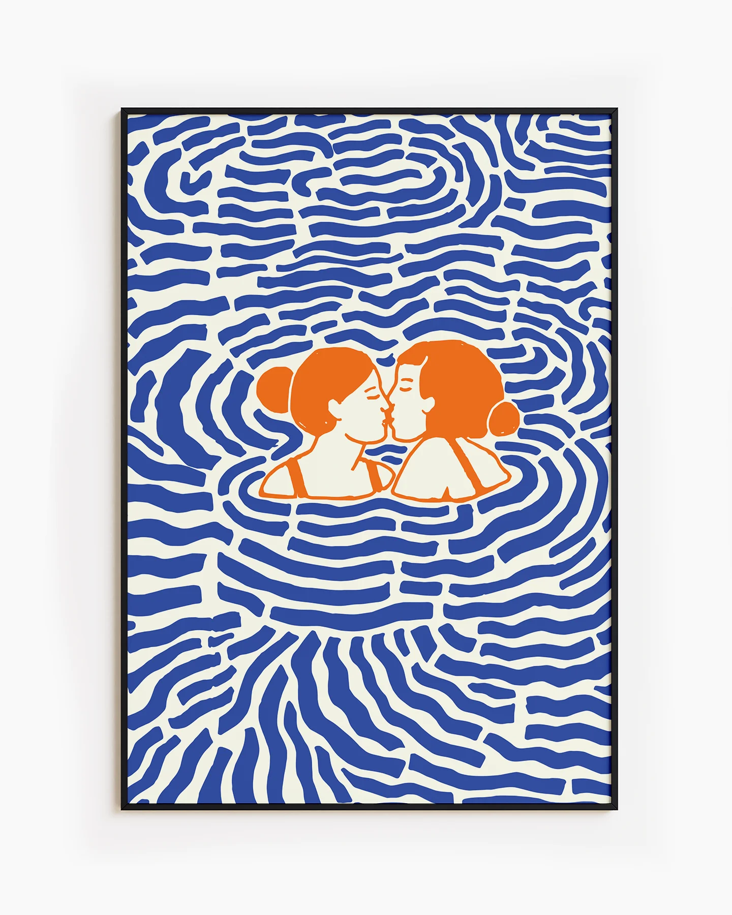 A lesbian poster with two women kissing in the ocean.