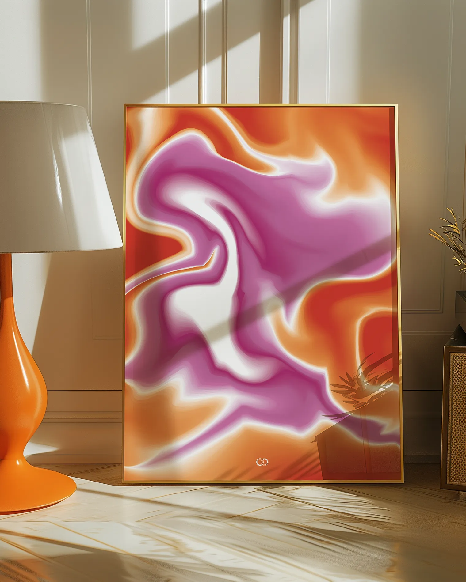 A print with an abstract lesbian flag.