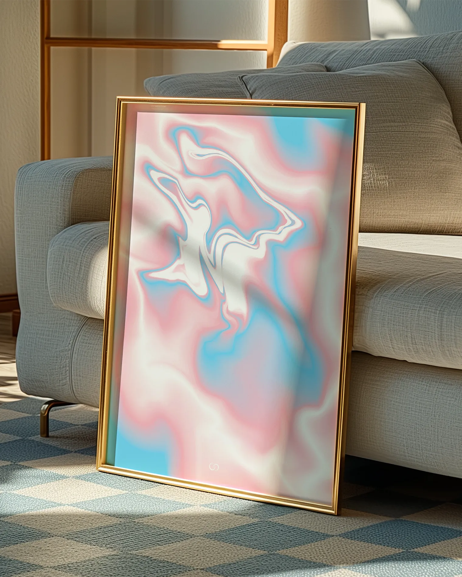 A print with an abstract transflag.